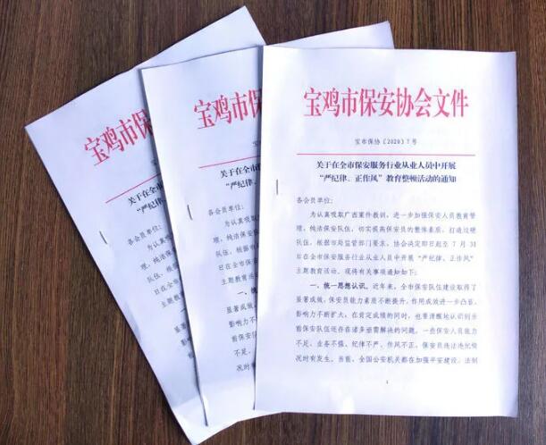 寶雞市開展保安服務(wù)行業(yè)“嚴(yán)紀(jì)律、正作風(fēng)” 教育整頓活動